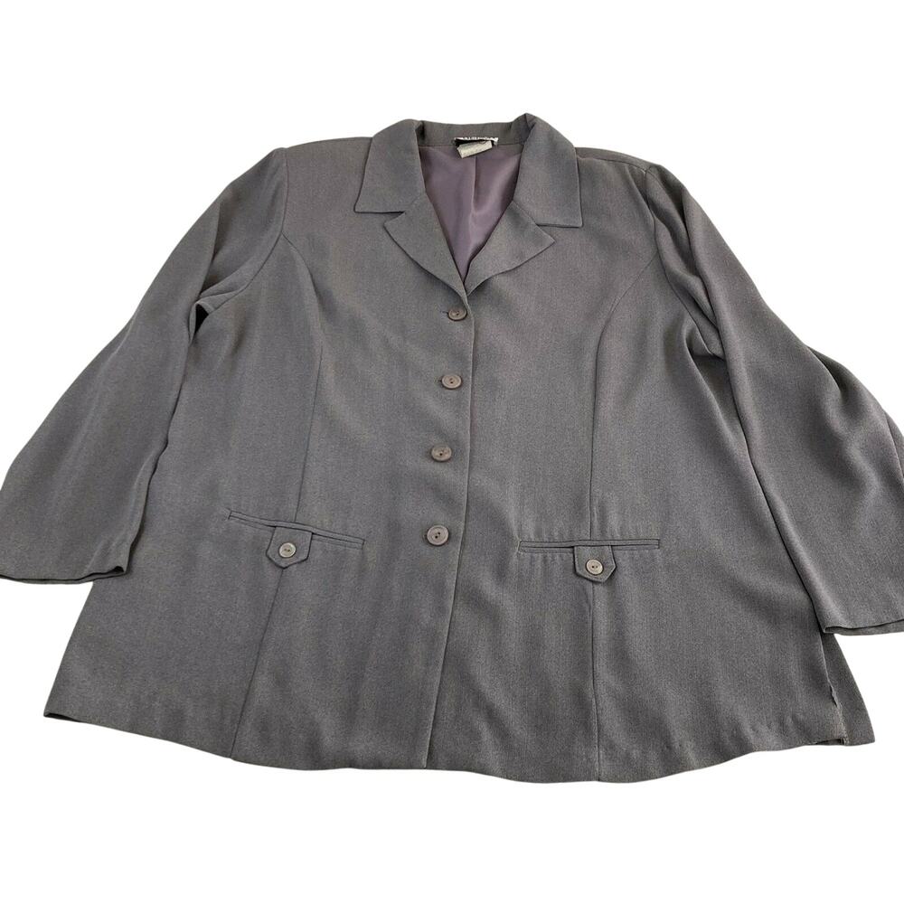 Purple Blazer Jacket Simply French Montreal Gray Lined Vintage Size 20 Button Up